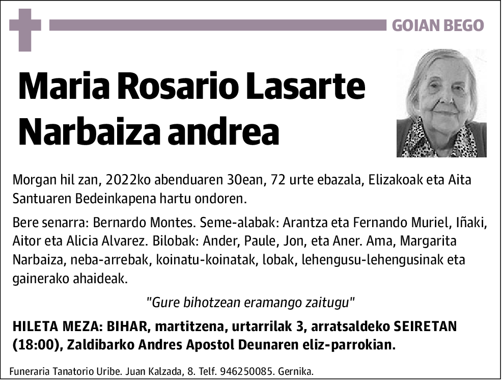 María Rosario Lasarte Narbaiza