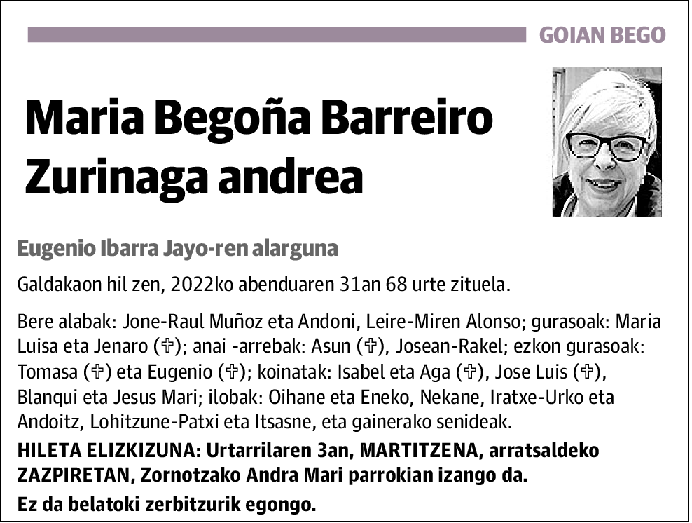 Maria Begoña Barreiro Zurinaga