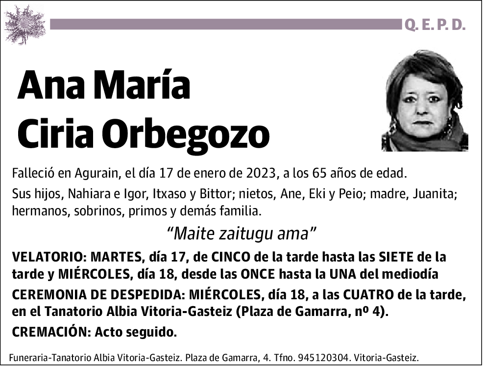 Ana María Ciria Orbegozo
