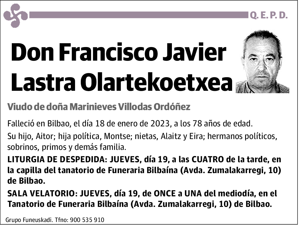 Francisco Javier Lastra Olartekoetxea