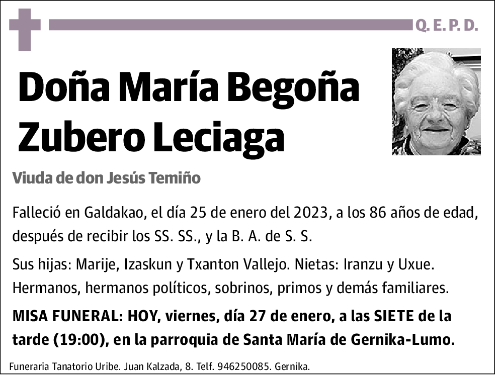 María Begoña Zubero Leciaga