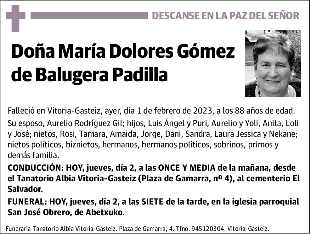 María Dolores Gómez De Balugera Padilla