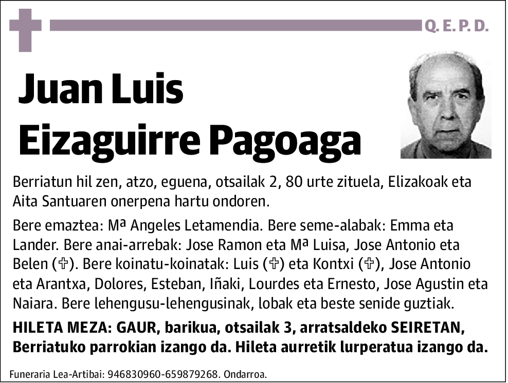 Juan Luis Eizaguirre Pagoaga