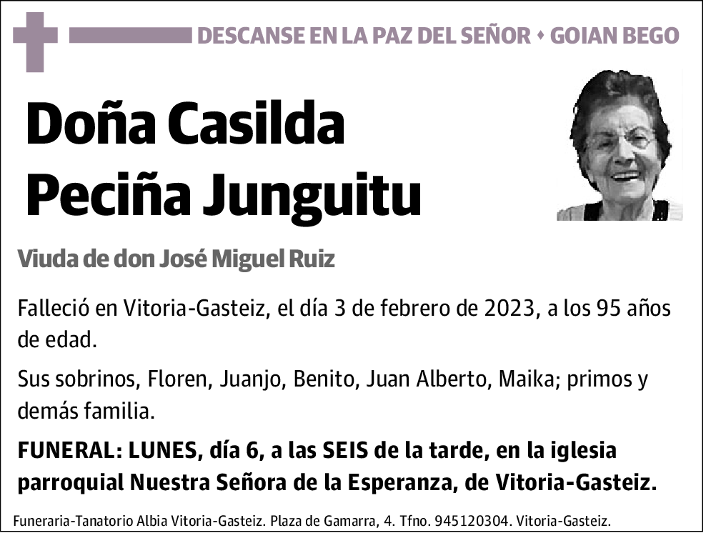 Casilda Peciña Junguitu