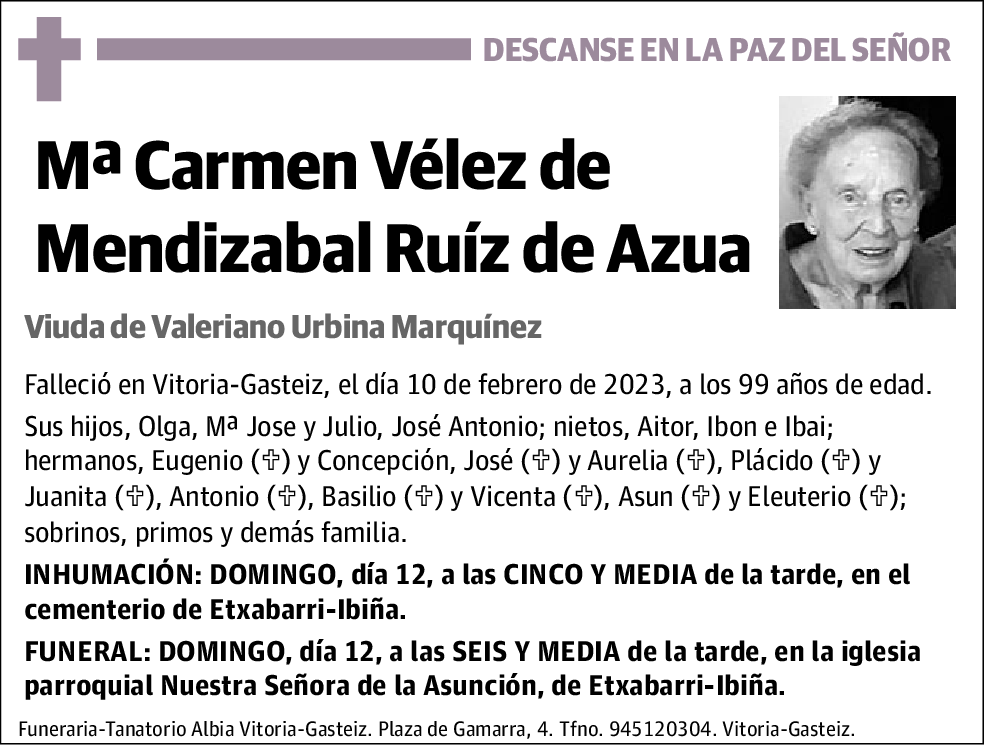 Mª Carmen Vélez de Mendizabal Ruíz de Azua