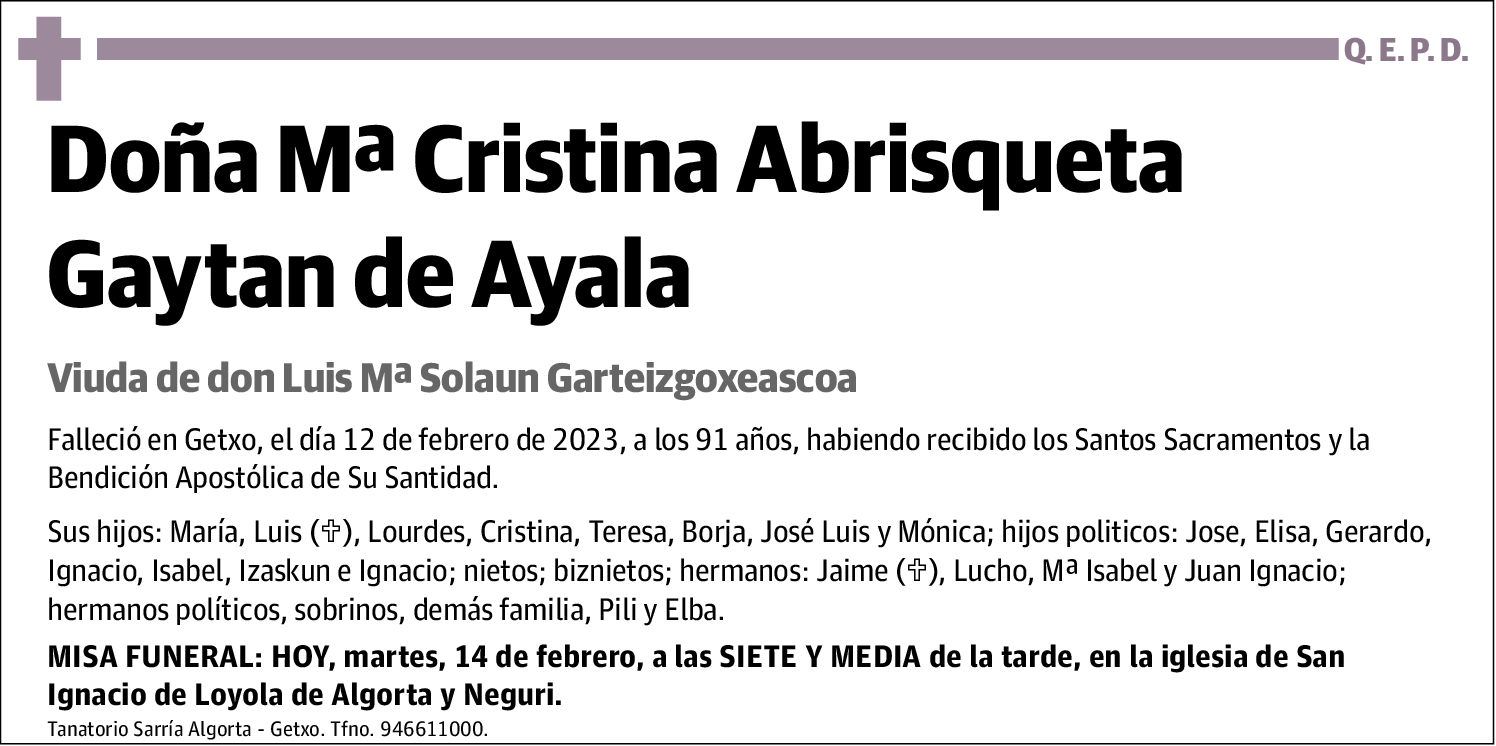 Mª Cristina Abrisqueta Gaytan de Ayala