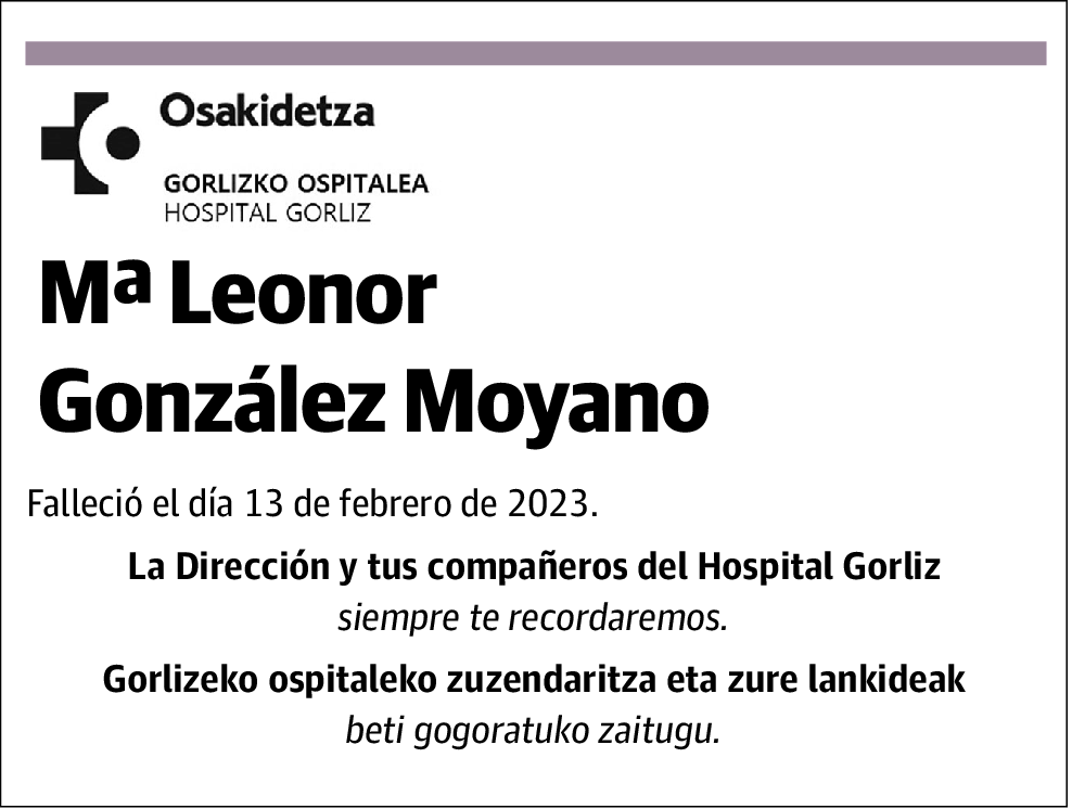 Mª Leonor Gonzalez Moyano