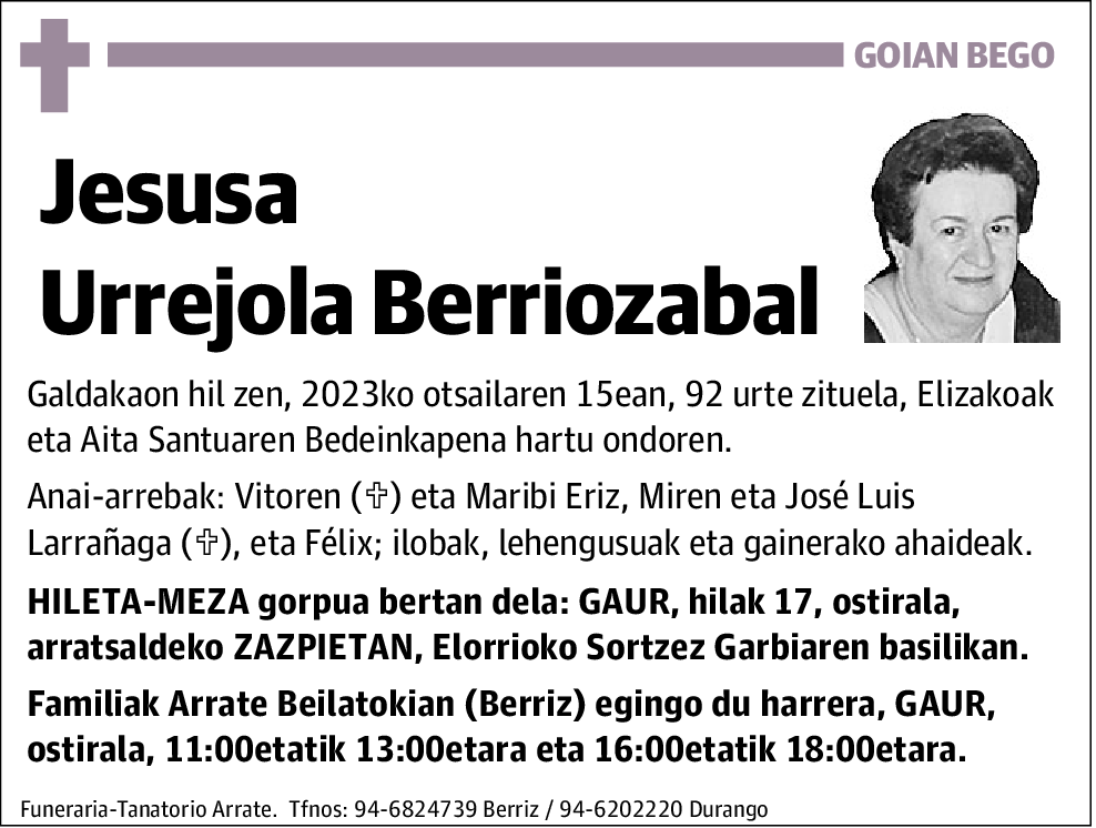 Jesusa Urrejola Berriozabal