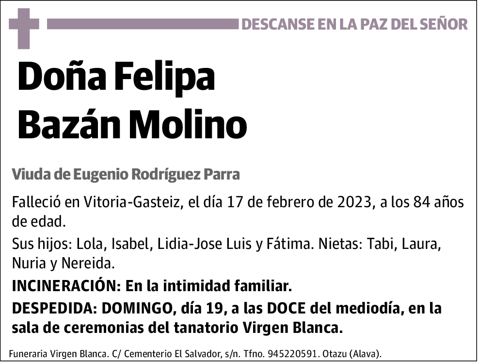Felipa Bazán Molino
