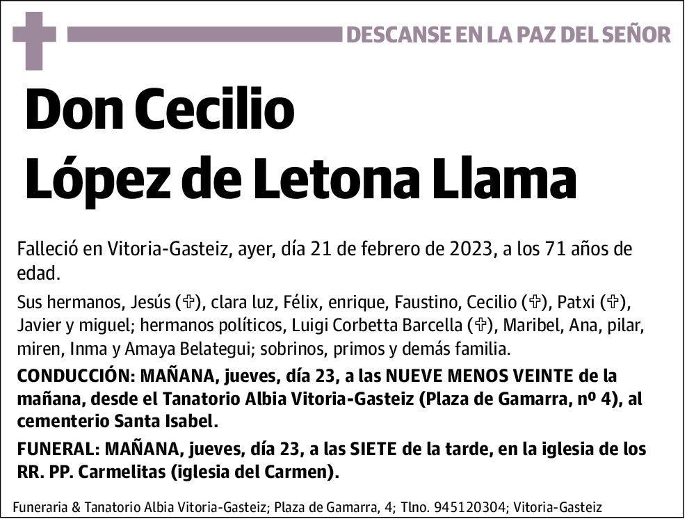 Cecilio López de Letona Llama