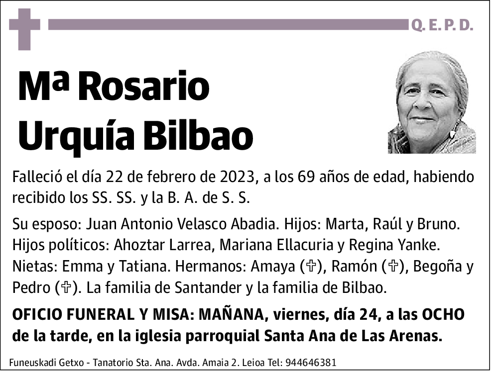 Mª Rosario Urquia Bilbao