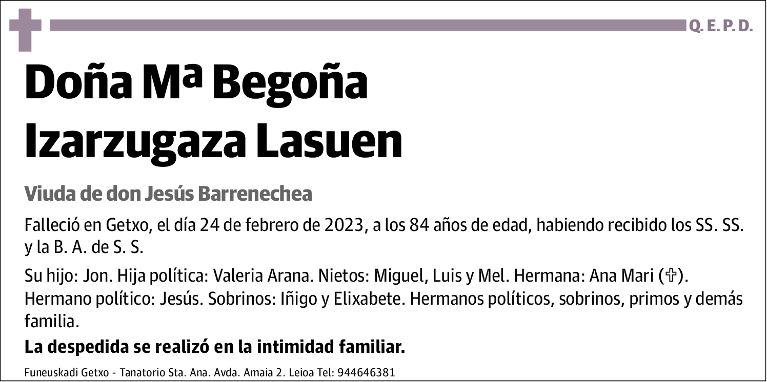 Mª Begoña Izarzugaza Lasuen