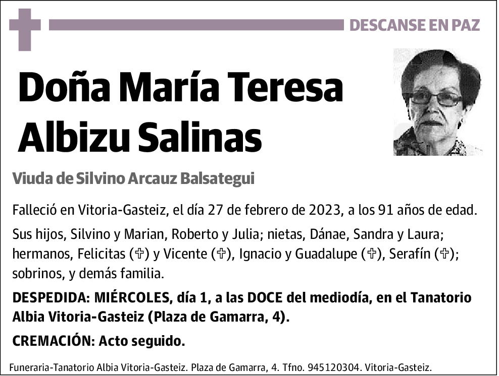 María Teresa Albizu Salinas