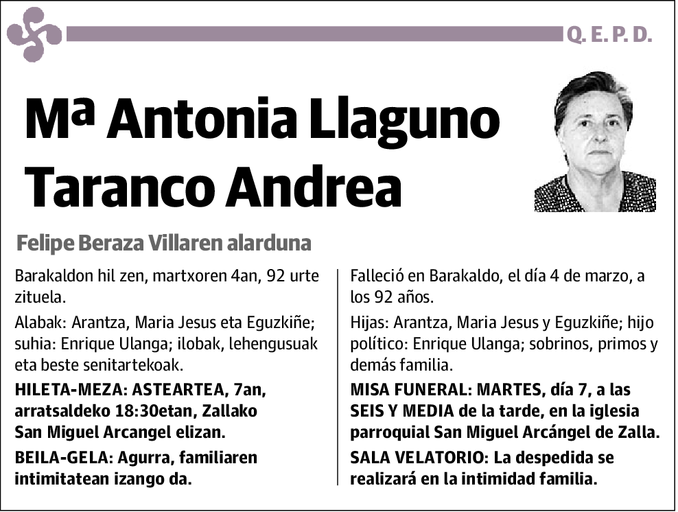 Mª Antonia Llaguno Taranco