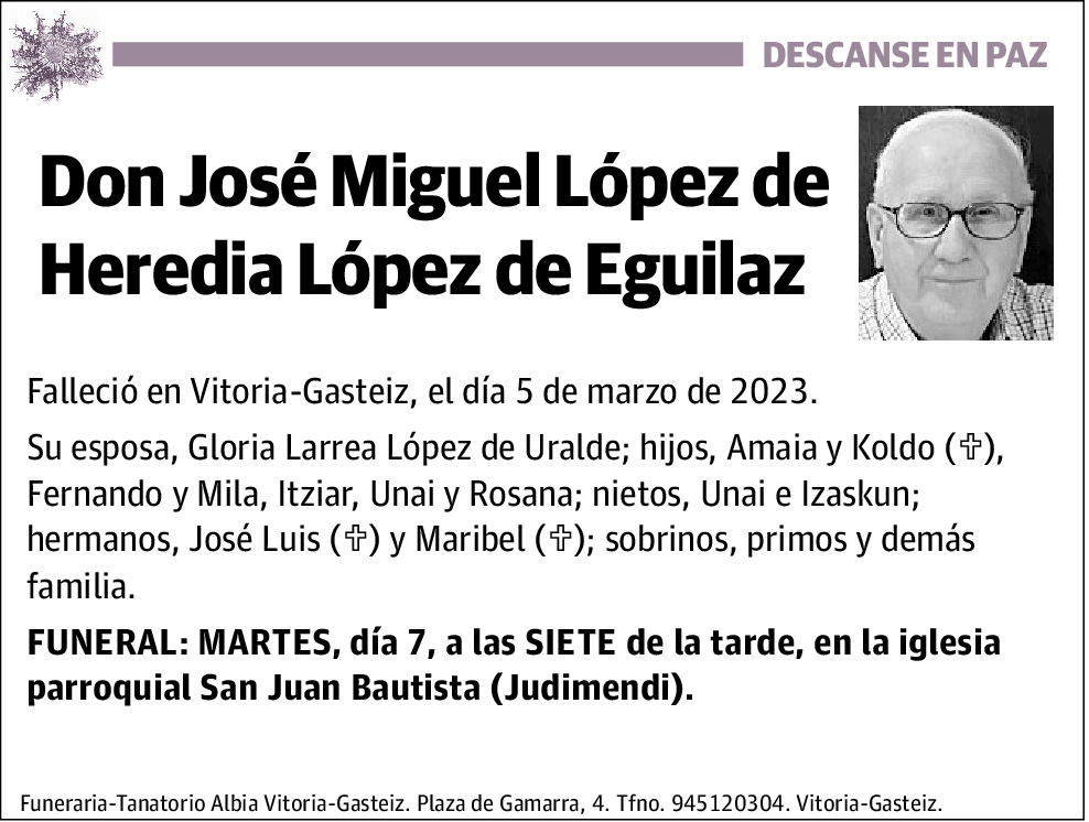 José Miguel López De Heredia López De Eguilaz