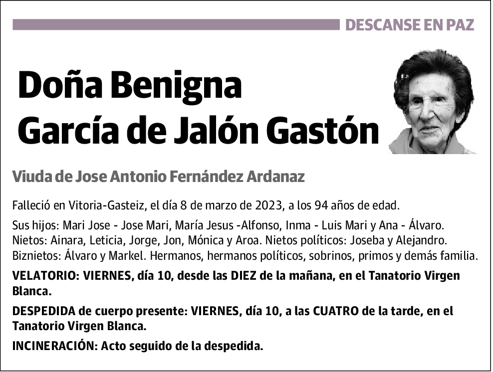 Benigna García de Jalón Gastón