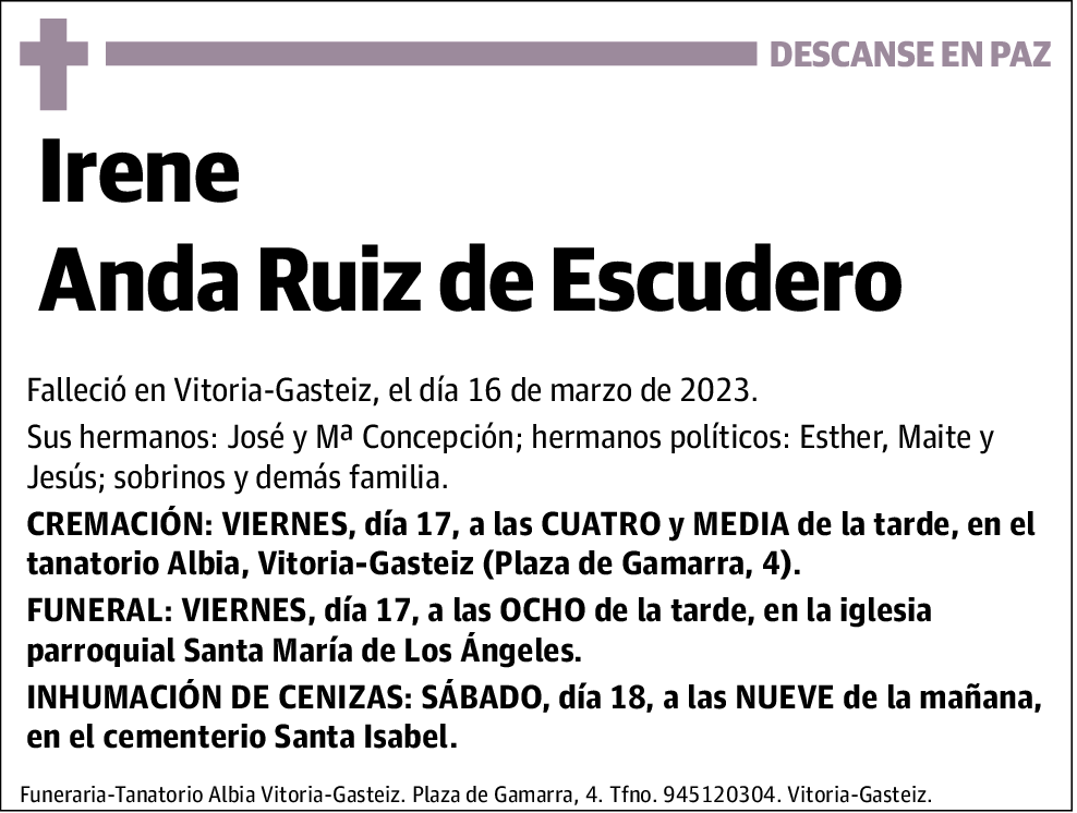 Irene Anda Ruiz De Escudero