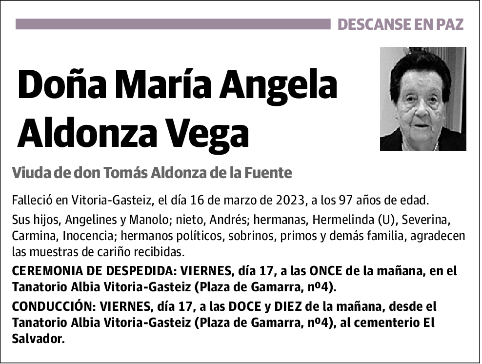 María Angela Aldonza Vega