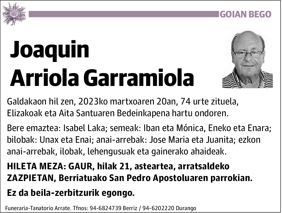 Joaquin Arriola Garramiola