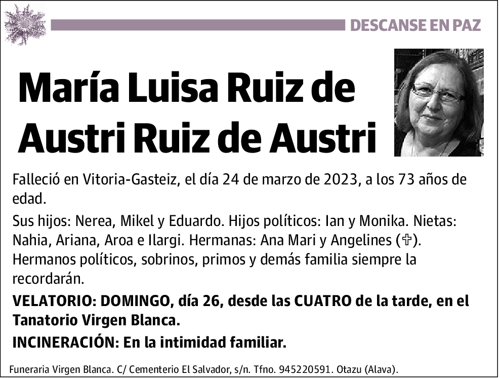 María Luisa Ruiz de Austri Ruiz de Austri