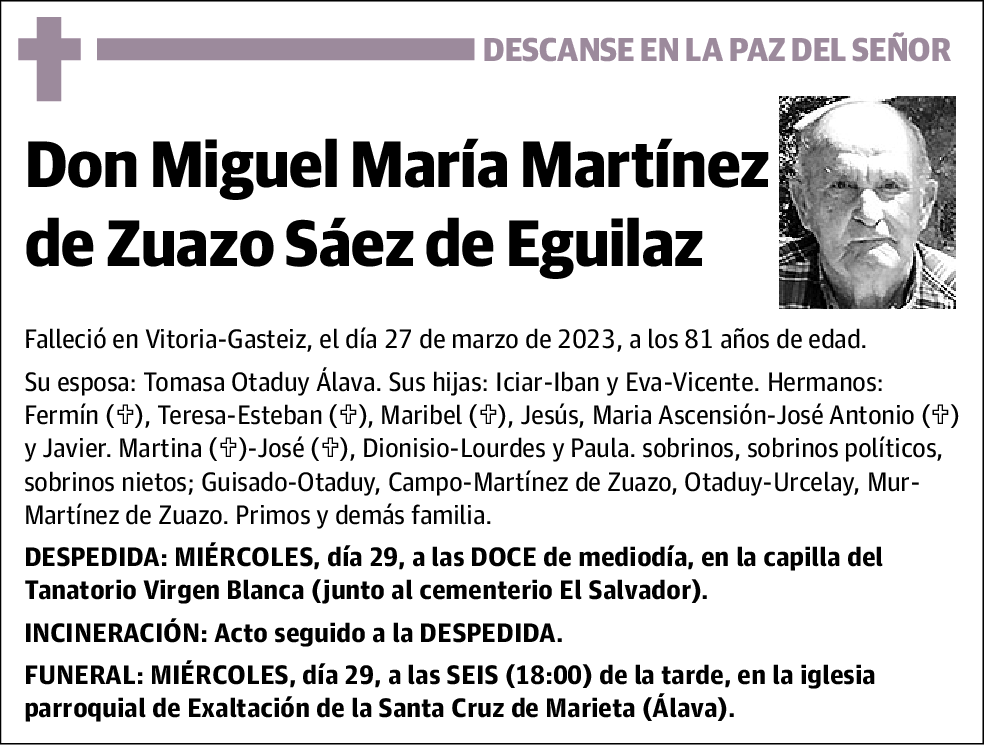 Miguel María Martínez de Zuazo Sáez de Eguilaz