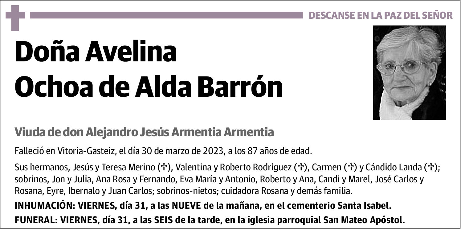 Avelina Ochoa de Alda Barrón