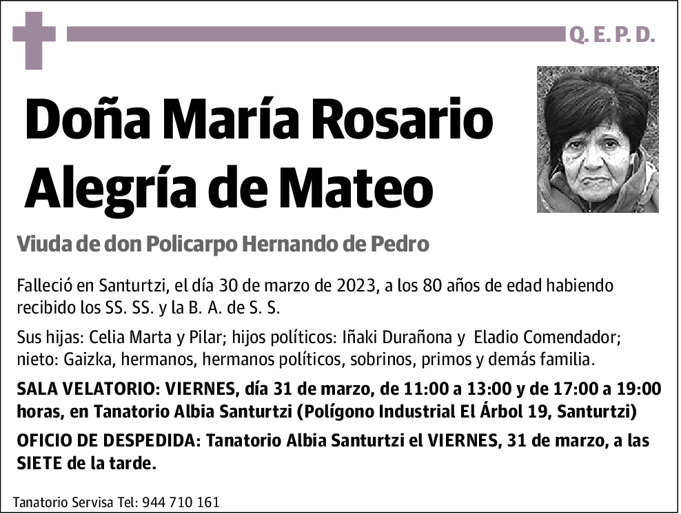 María Rosario Alegría de Mateo