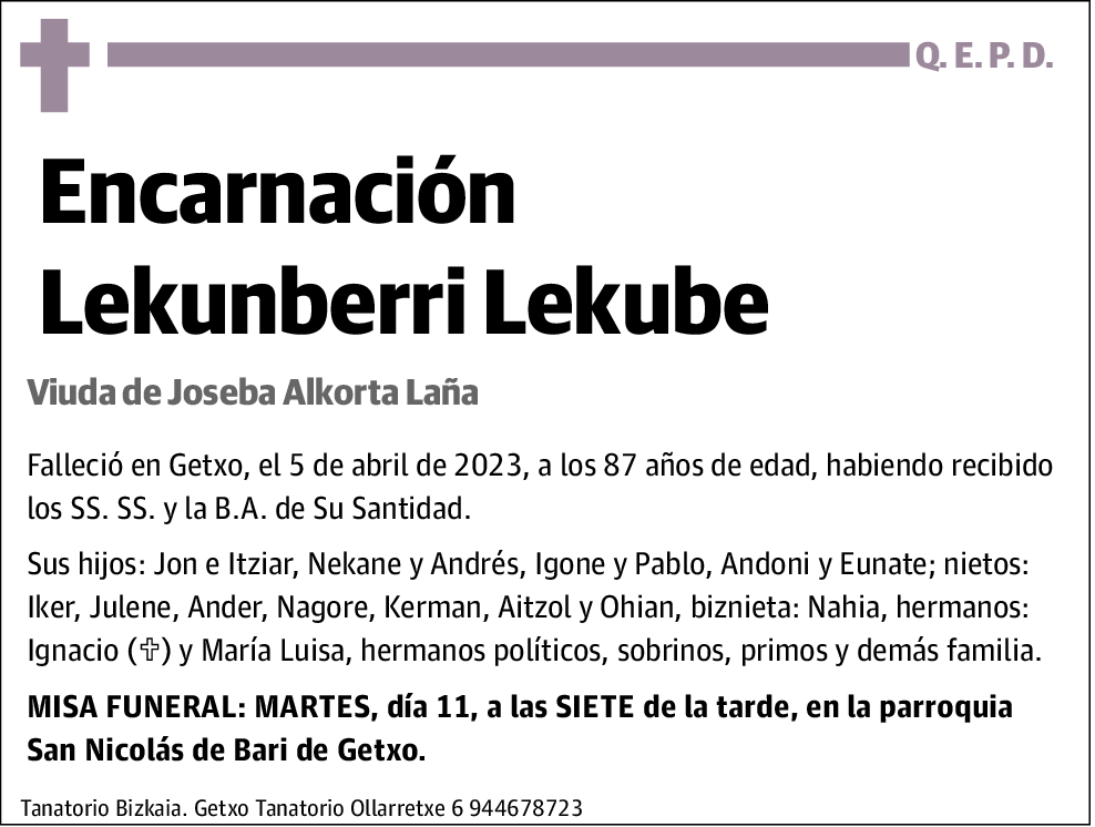 Encarnacion Lekunberri Lekube