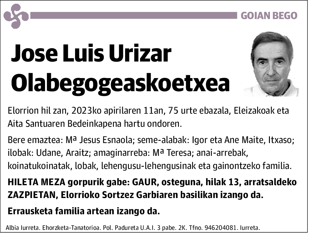 José Luis Urizar Olabegogeaskoetxea