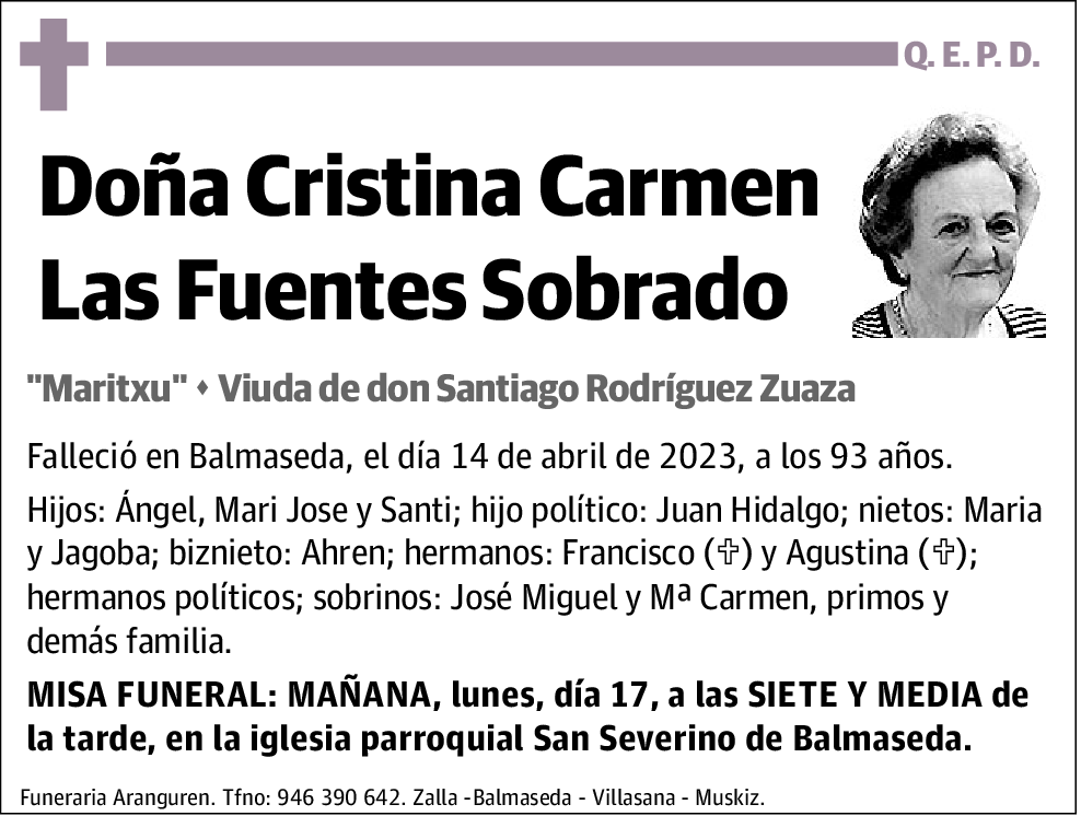 Cristina Carmen Las Fuentes Sobrado