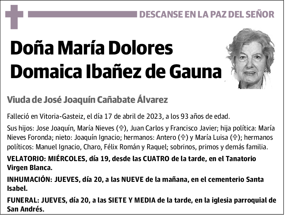 María Dolores Domaica Ibañez de Gauna