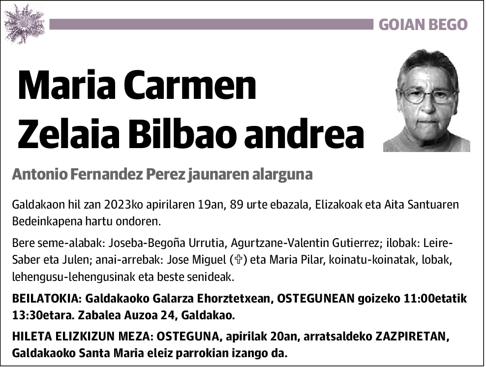 Maria Carmen Zelaia Bilbao