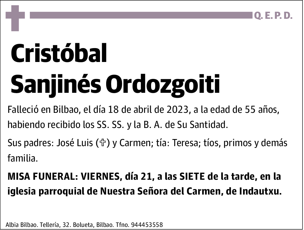 Cristóbal Sanjinés Ordozgoiti