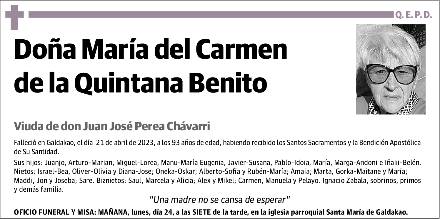 María del Carmen de la Quintana Benito