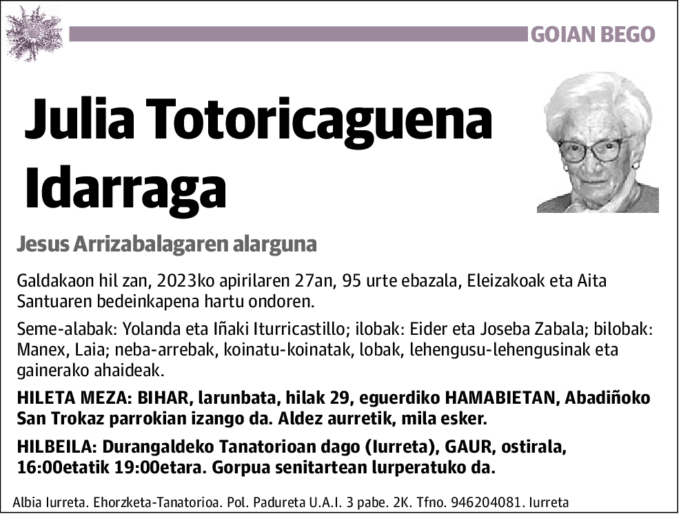 Julia Totoricaguena Idarraga