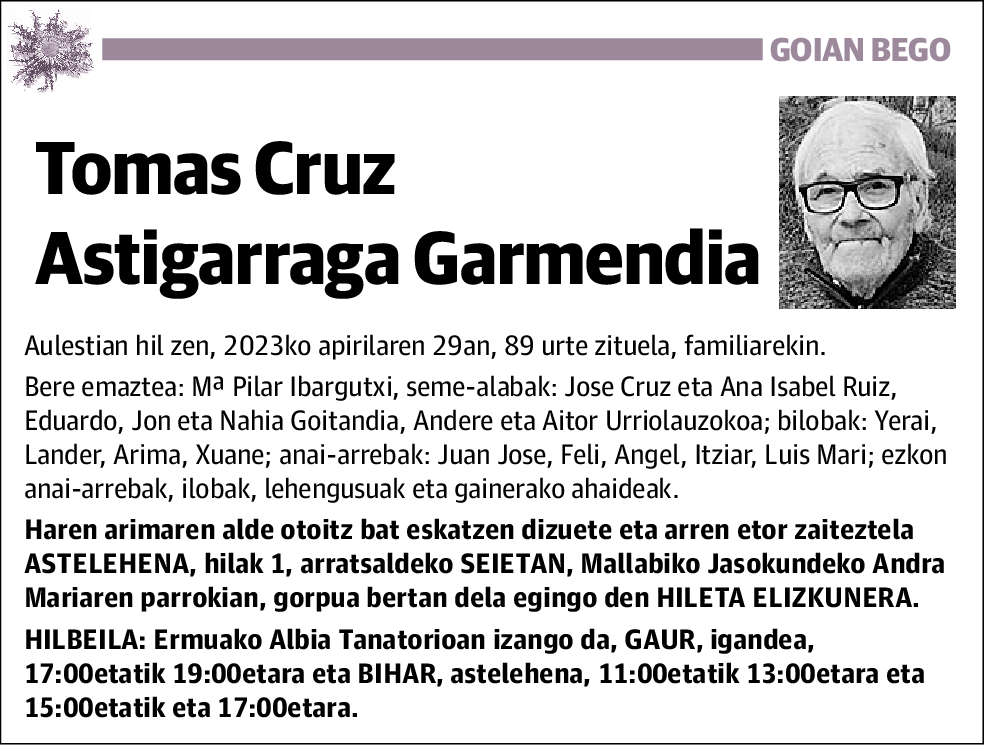 Tomas Cruz Astigarraga Garmendia