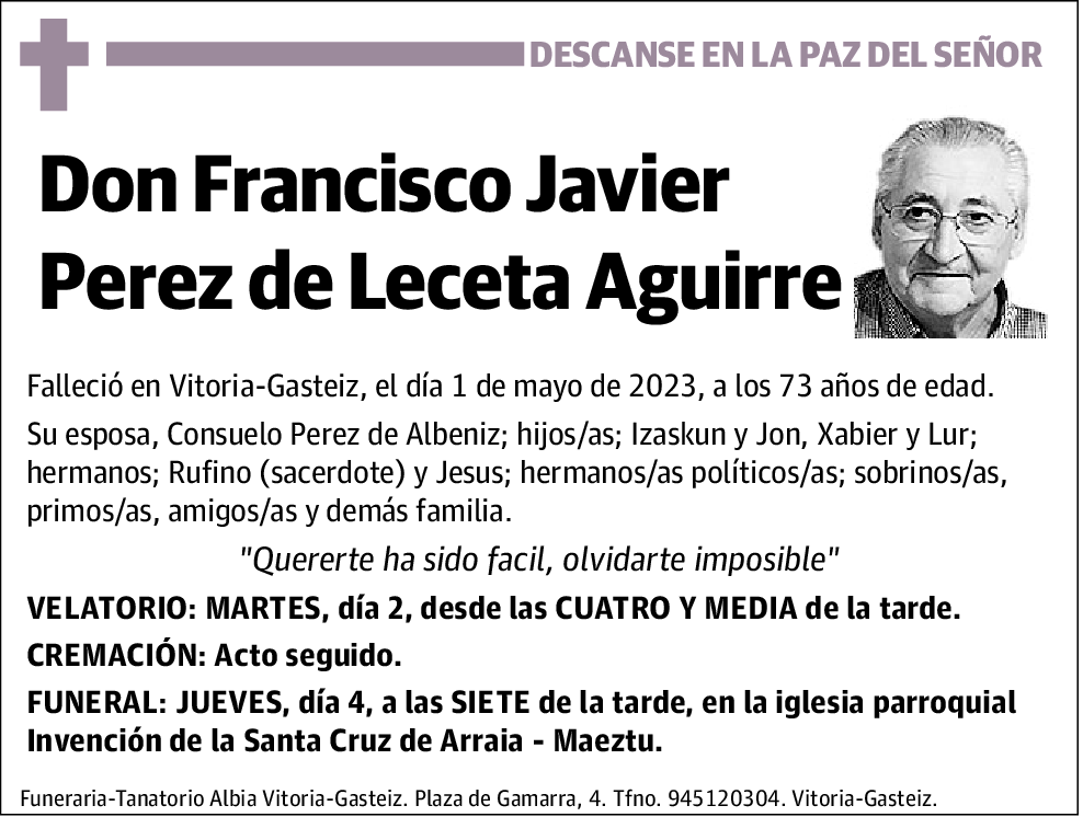 Francisco Javier Perez de Leceta Aguirre