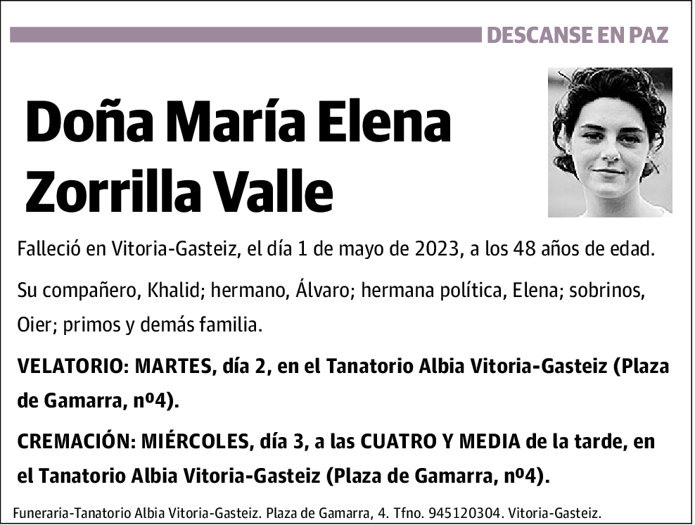 María Elena Zorrilla Valle