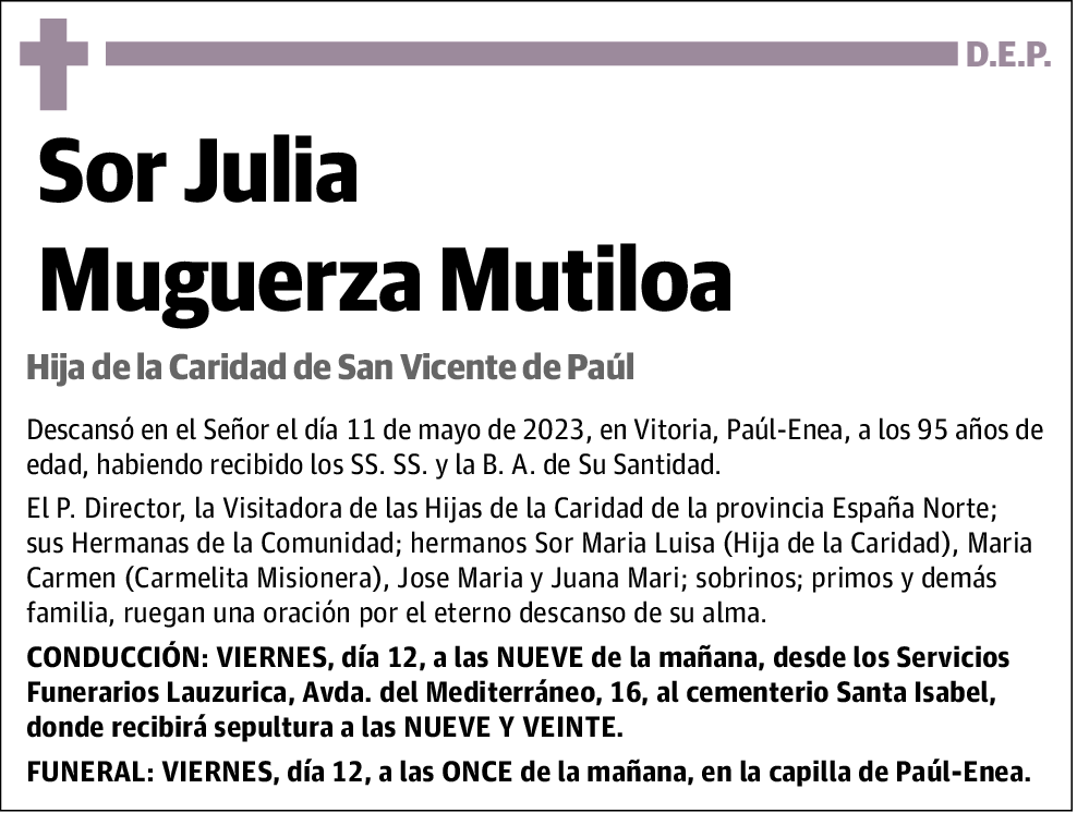 Sor Julia Muguerza Mutiloa