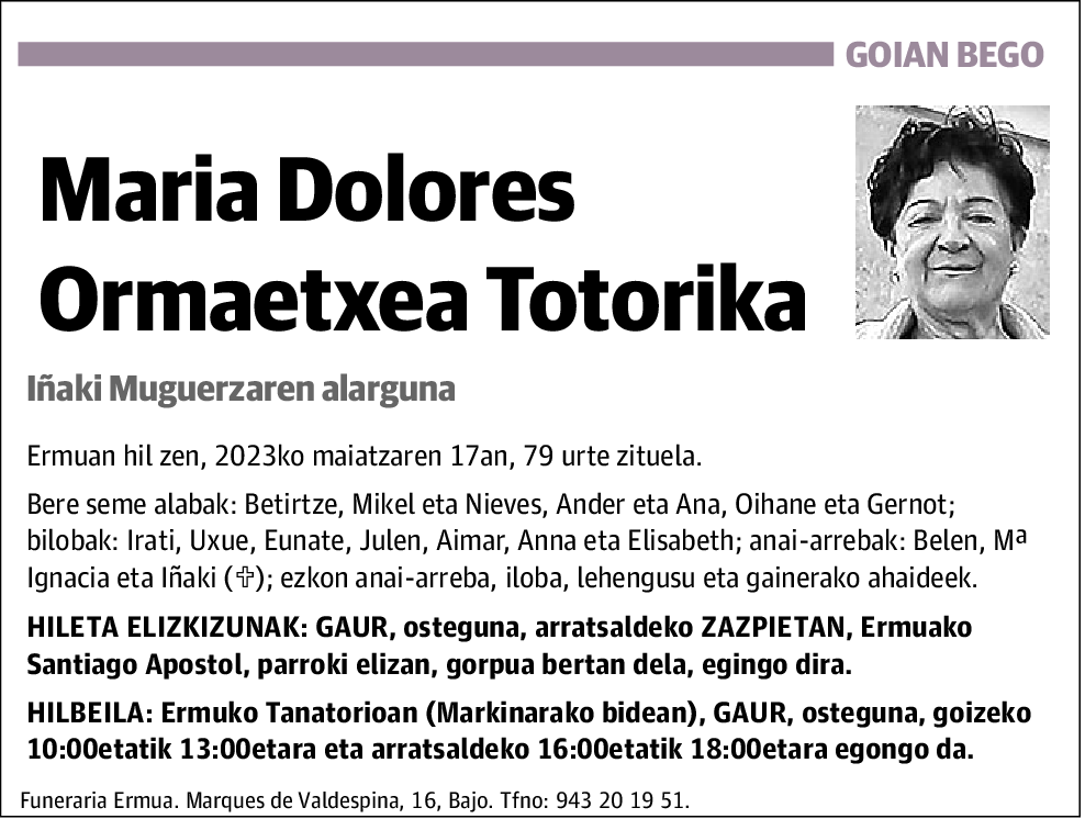 Maria Dolores Ormaetxea Totorika