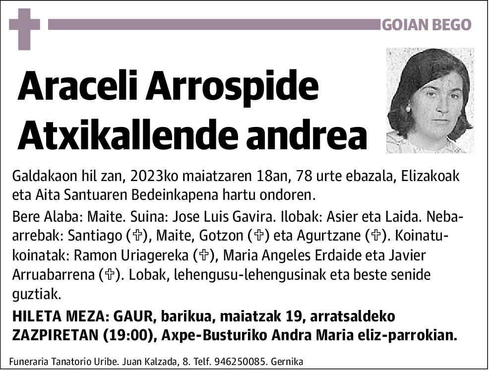 Araceli Arrospide Atxikallende