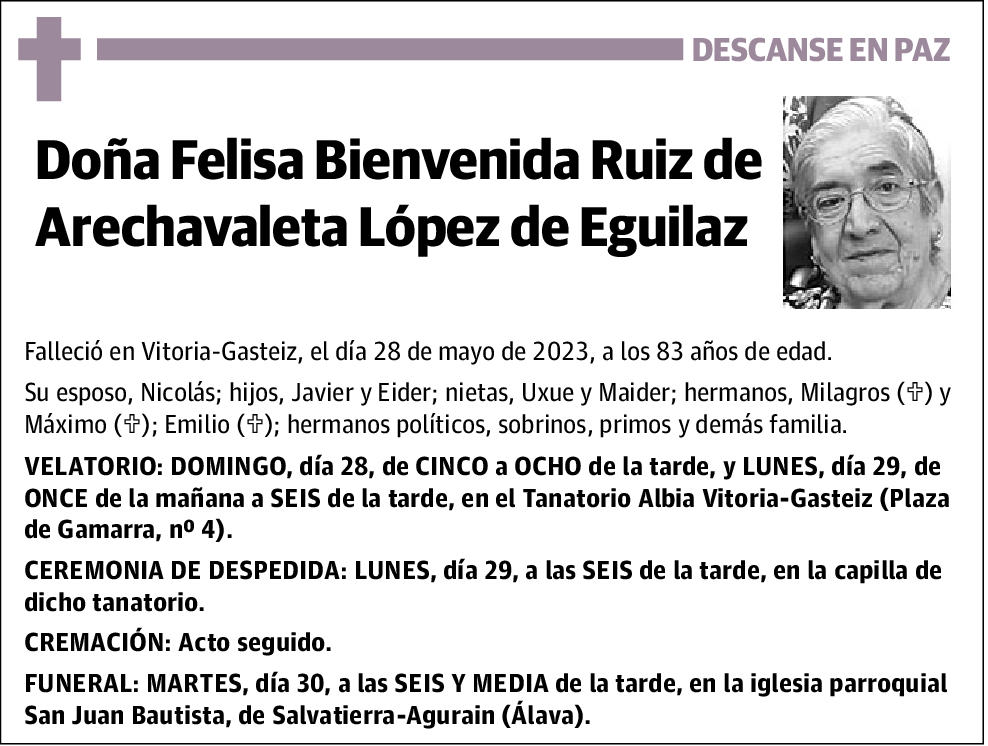 Felisa Ruiz de Arechavaleta López de Eguilaz