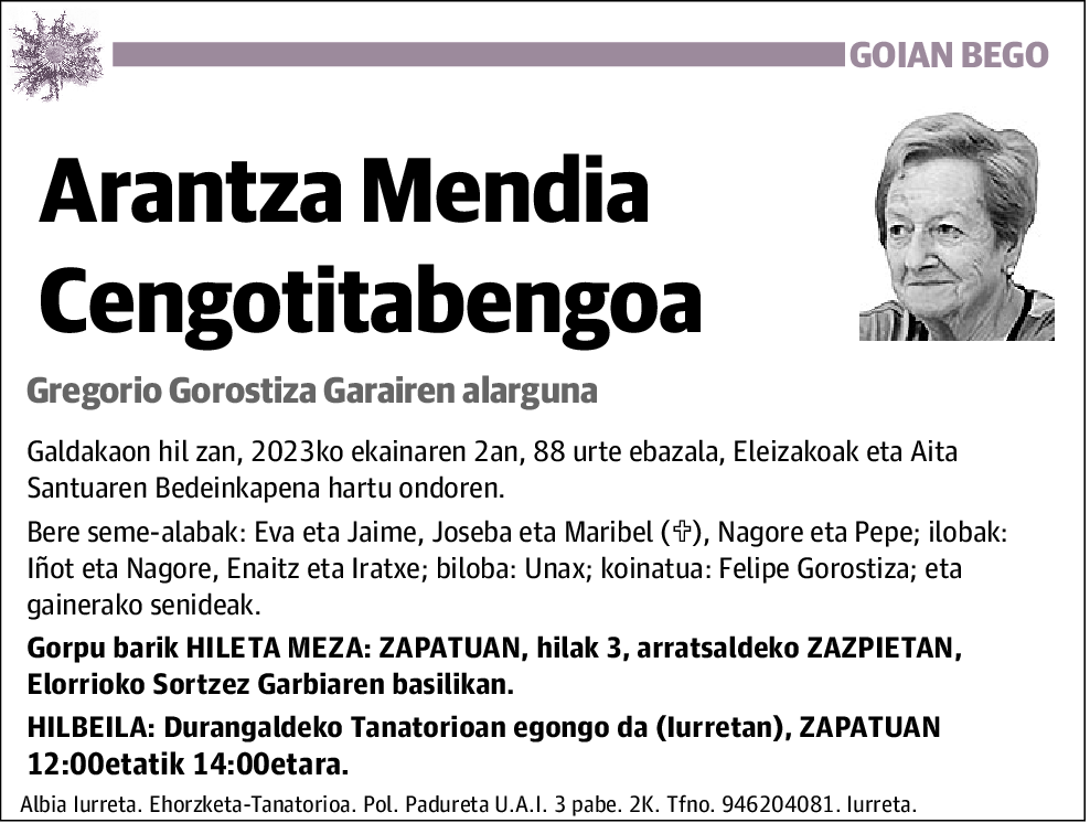 Arantza Mendia Cengotitabengoa