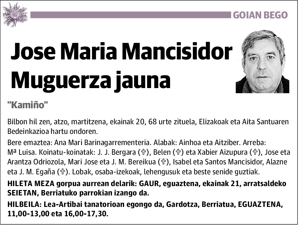 Jose Maria Mancisidor Muguerza