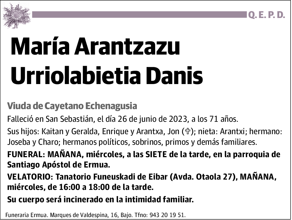 Maria Arantzazu Urriolabietia Danis