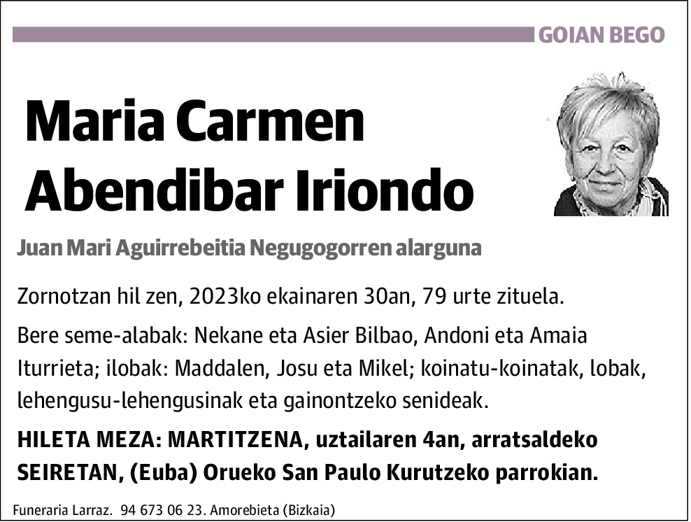 Maria Carmen Abendibar Iriondo