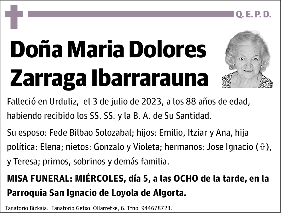 Maria Dolores Zarraga Ibarrarauna