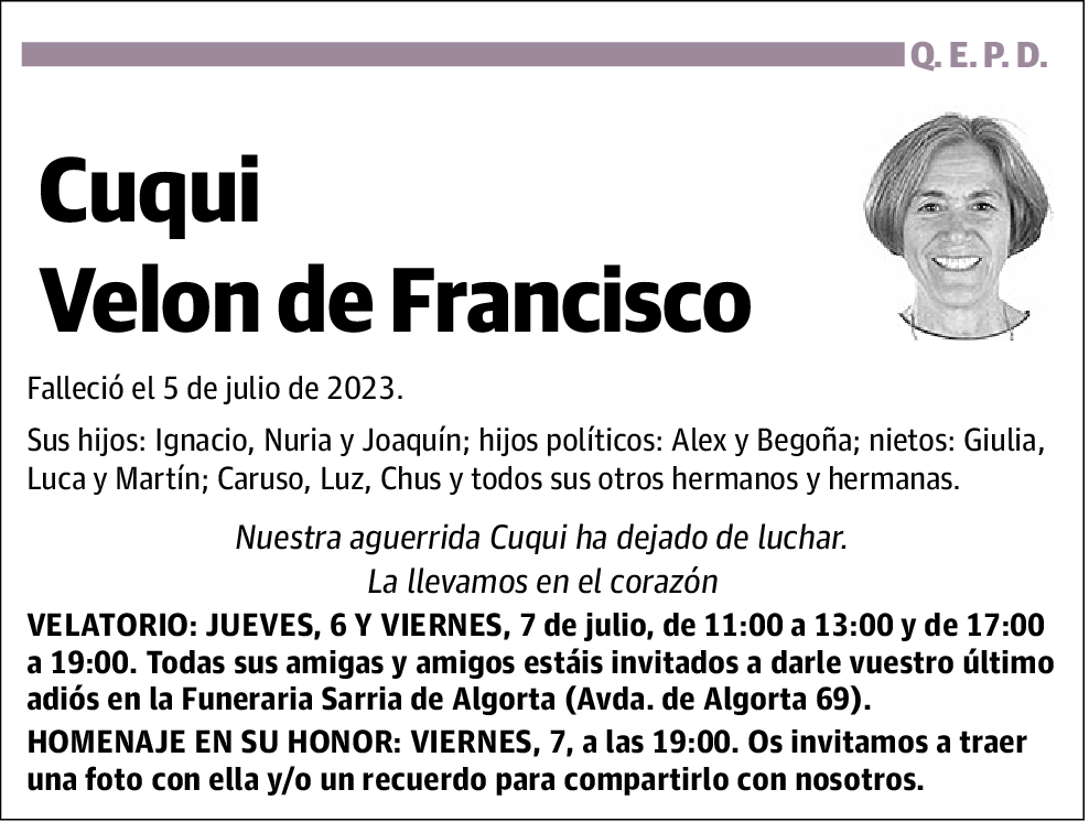 Cuqui Velon de Francisco