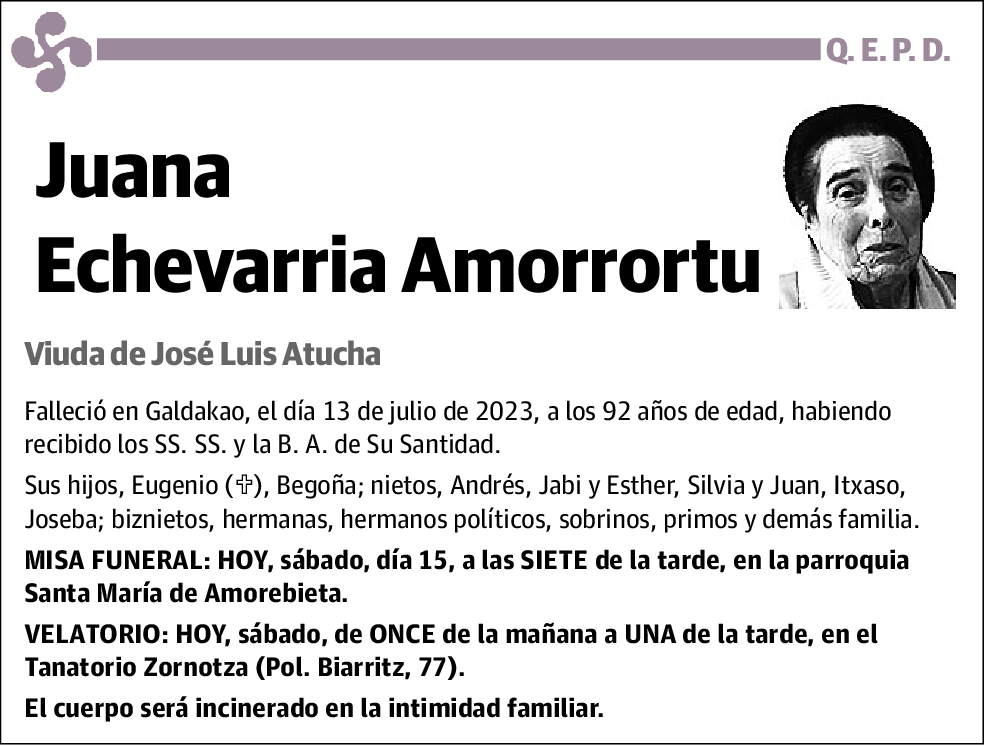 Juana Echevarria Amorrortu