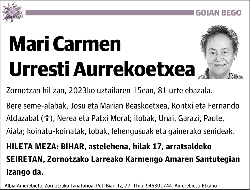 Mari Carmen Urresti Aurrekoetxea